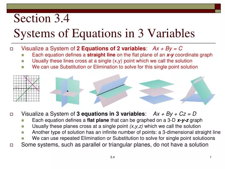 section 3 4 systems of equations in 3 variables