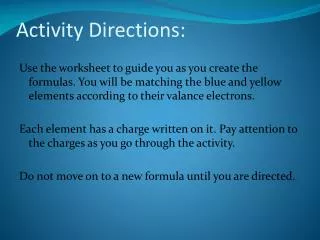 Activity Directions: