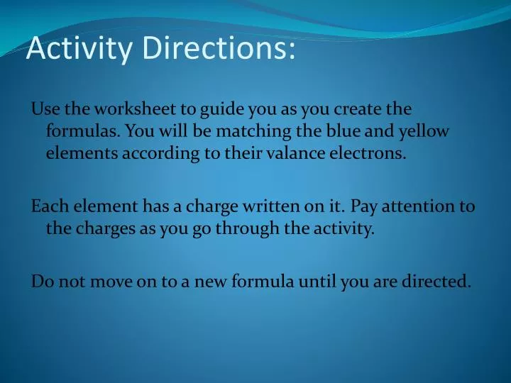 activity directions