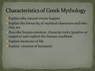 Characteristics of Greek Mythology