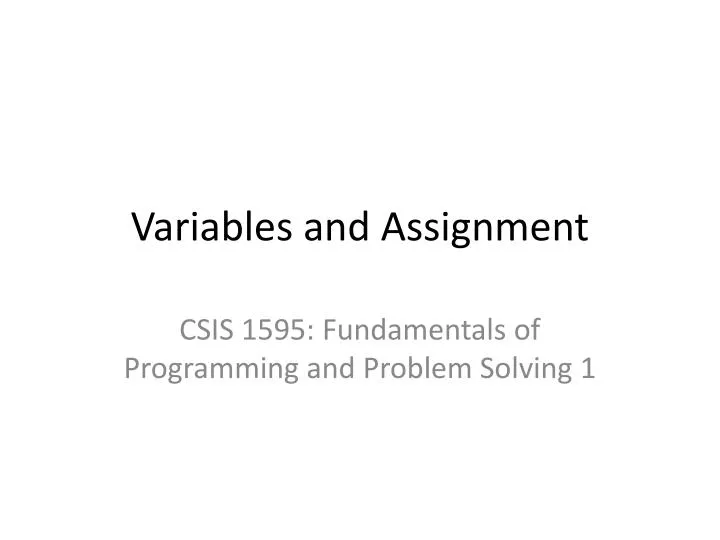 variables and assignment