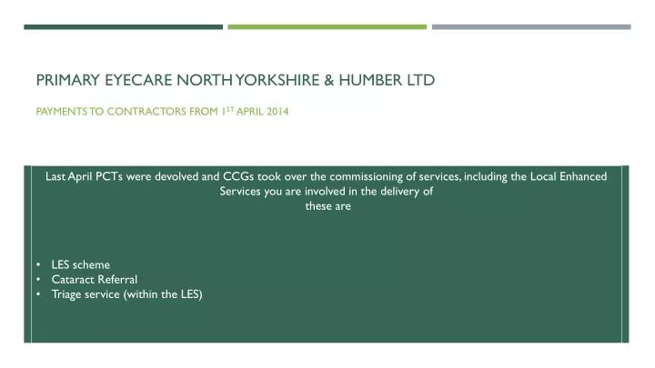 primary eyecare north yorkshire humber ltd