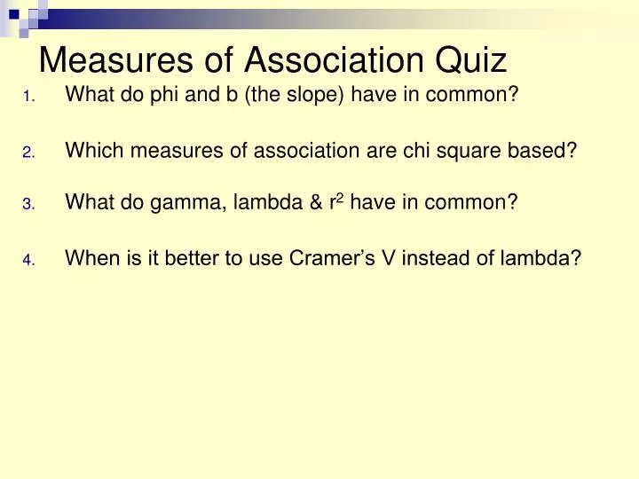 measures of association quiz