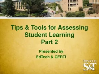 Tips &amp; Tools for Assessing Student Learning Part 2