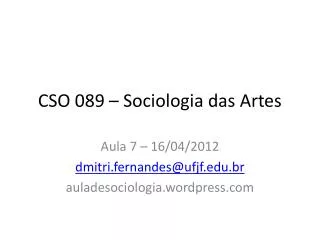 cso 089 sociologia das artes