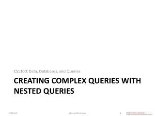 Creating Complex Queries with Nested queries