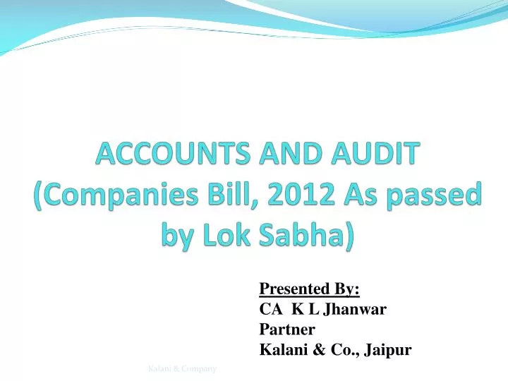 accounts and audit companies bill 2012 as passed by lok sabha
