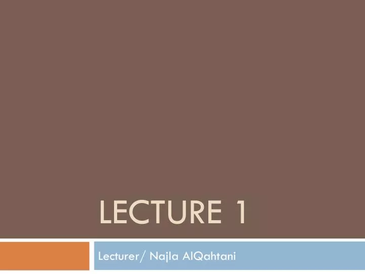 lecture 1