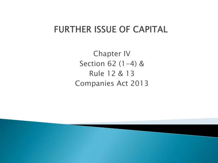 further issue of capital