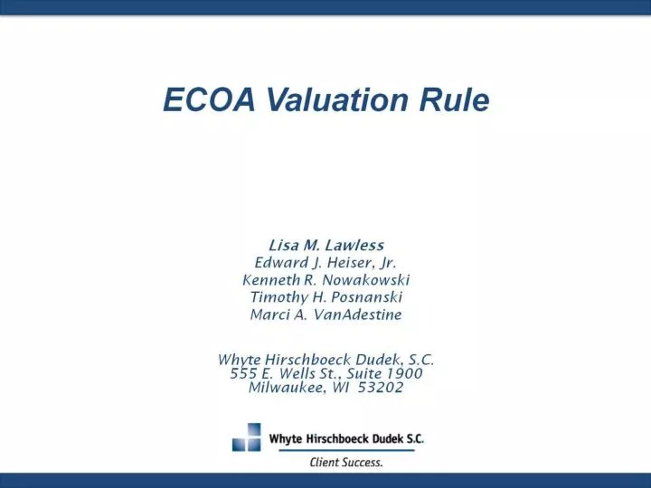 ecoa valuation rule