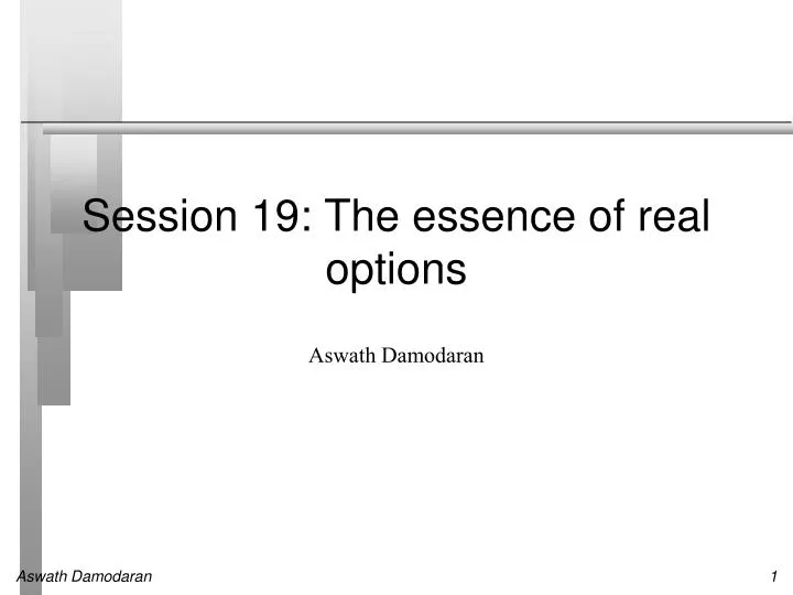 session 19 the essence of real options