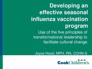 Developing an effective seasonal influenza vaccination program