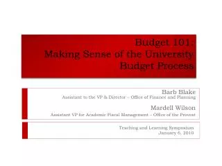 Budget 101: Making Sense of the University Budget Process