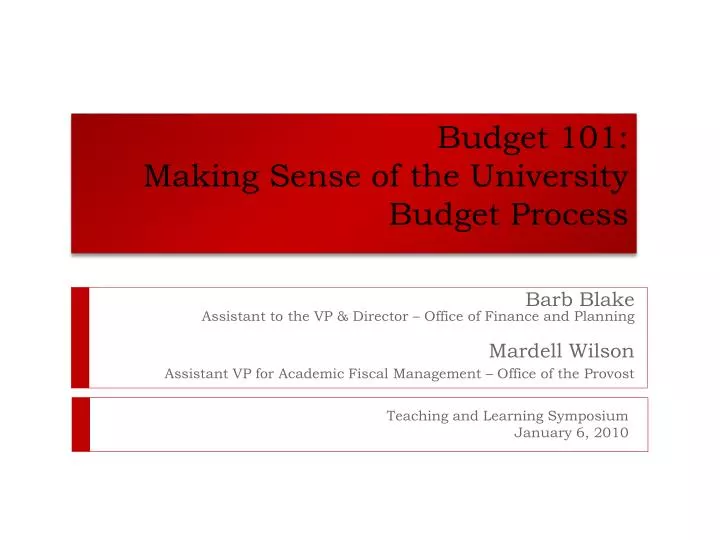 budget 101 making sense of the university budget process