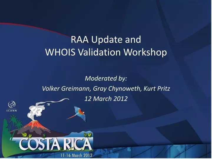 raa update and whois validation workshop