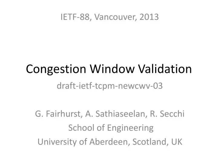 congestion window validation