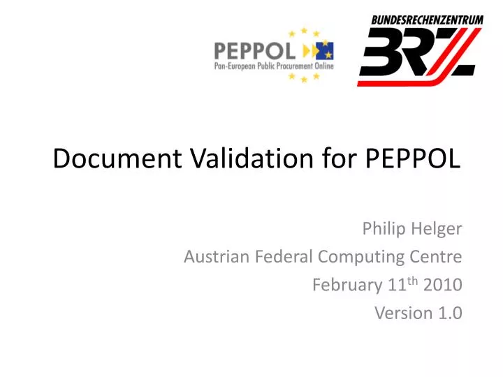 document validation for peppol