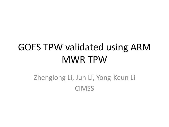 goes tpw validated using arm mwr tpw