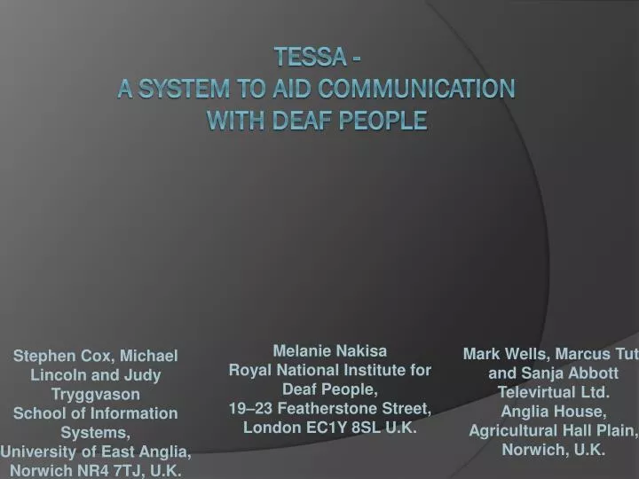 tessa a system to aid communication with deaf people
