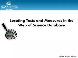 Locating Tests and Measures in the Web of Science Database