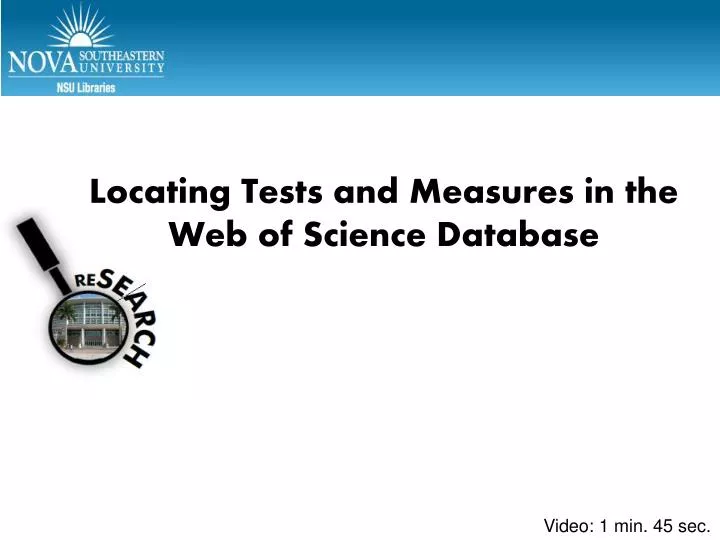 locating tests and measures in the web of science database