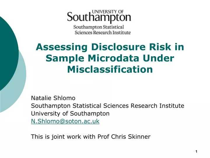 assessing disclosure risk in sample microdata under misclassification