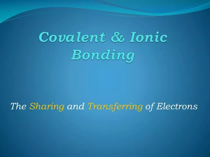 covalent ionic bonding