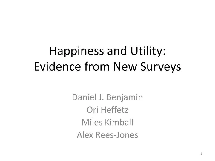 happiness and utility evidence from new surveys
