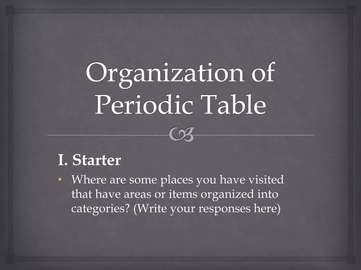 organization of periodic table