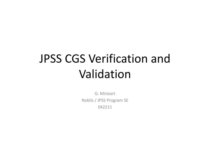 jpss cgs verification and validation