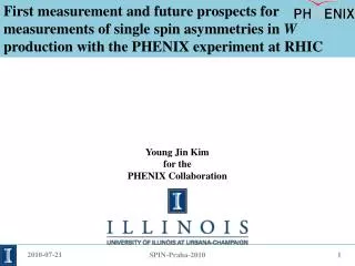 Young Jin Kim f or the PHENIX Collaboration