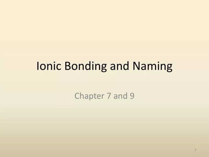 ionic bonding and naming