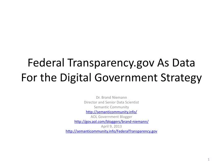 federal transparency gov as data for the digital government strategy