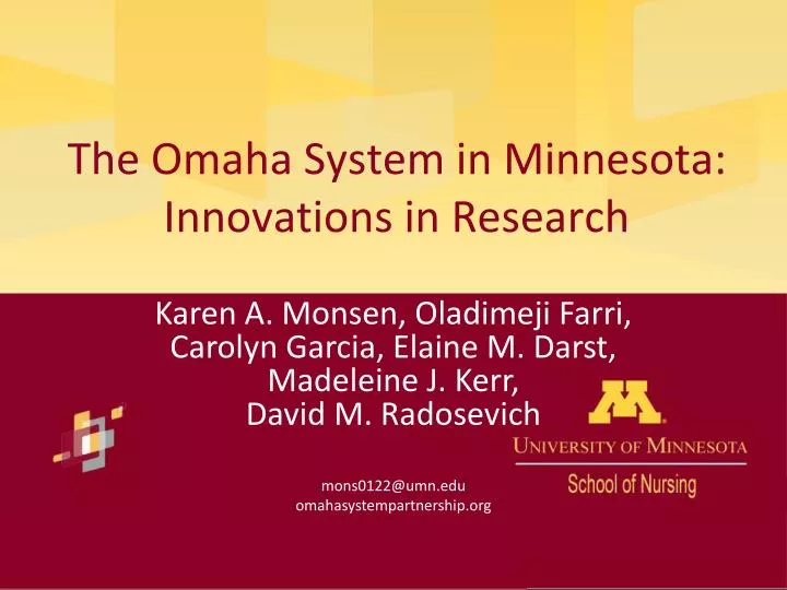 the omaha system in minnesota innovations in research
