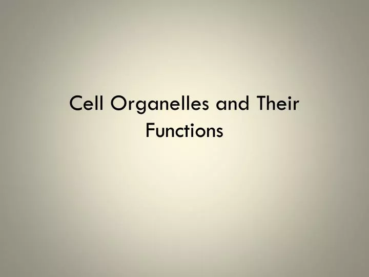 cell organelles and their functions