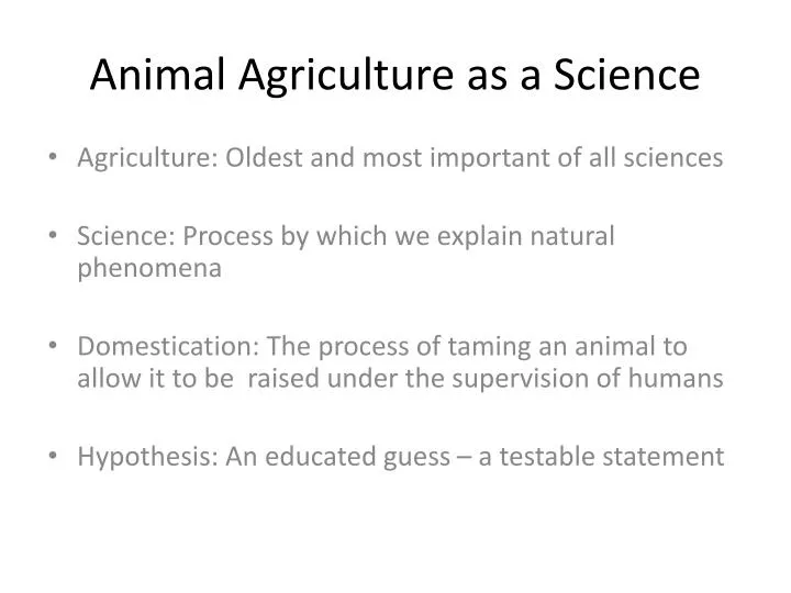 animal agriculture as a science