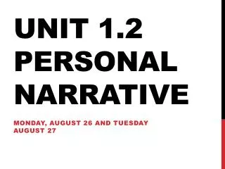 Unit 1.2 Personal Narrative
