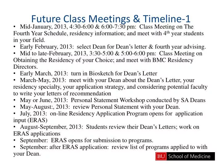 future class meetings timeline 1