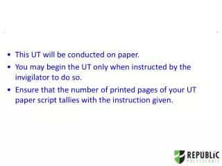 This UT will be conducted on paper.