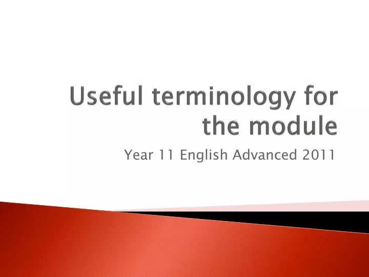 useful terminology for the module