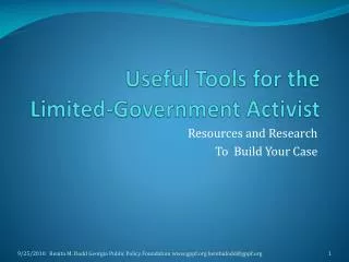 Useful Tools for the Limited-Government Activist