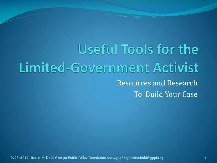 useful tools for the limited government activist