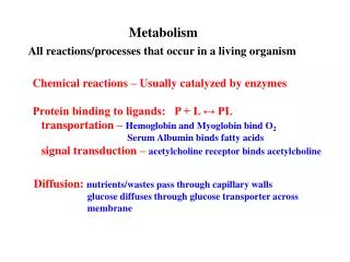 All reactions/processes that occur in a living organism