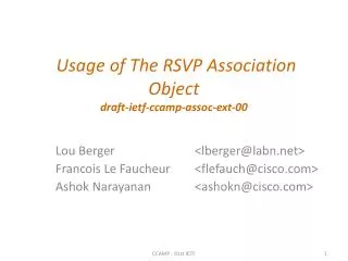 Usage of The RSVP Association Object draft-ietf-ccamp-assoc-ext-00