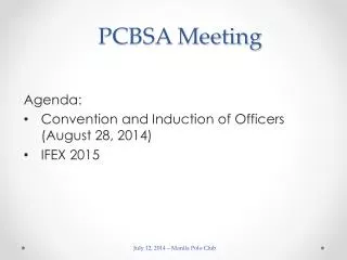 PCBSA Meeting