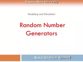 Modeling and Simulation Random Number Generators