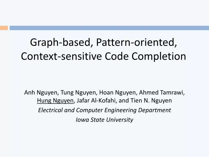 graph based pattern oriented context sensitive code completion