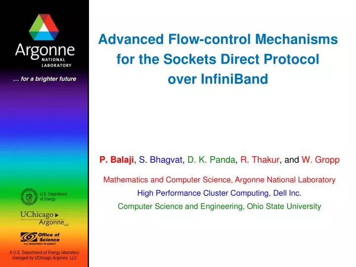 advanced flow control mechanisms for the sockets direct protocol over infiniband