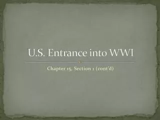 U.S. Entrance into WWI