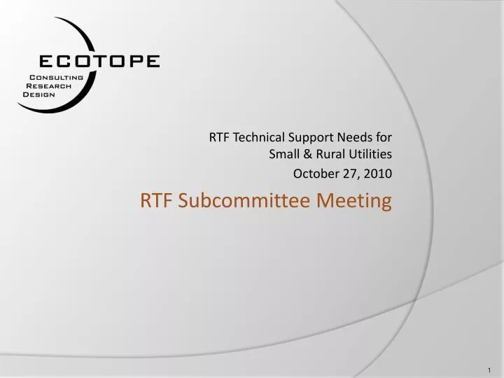 rtf technical support needs for small rural utilities october 27 2010